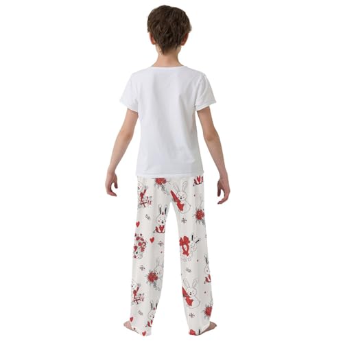 Sweet Love Bunny Boys Long Pants Soft Trousers Elastic Waist Kids Lounge Bottoms with Pockets S-XL3
