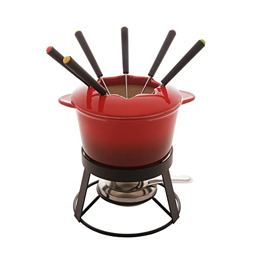 Fondue de Cerâmica Vermelho 1L 10PÇS
