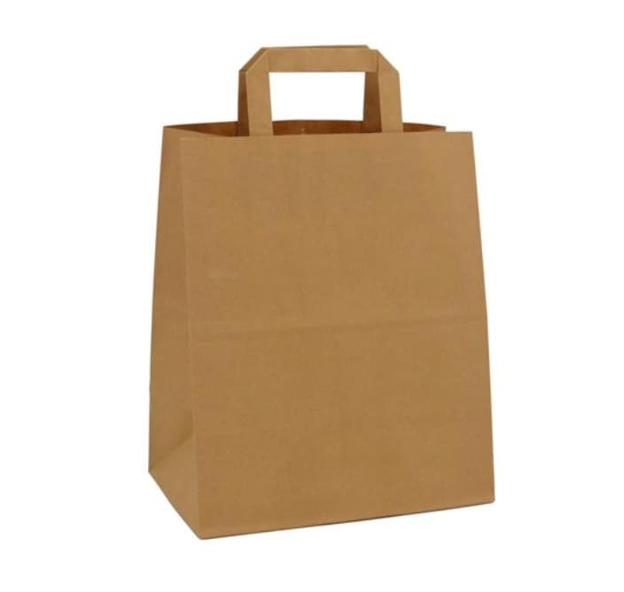 Shopper Carta Sacchetti di Carta con Manici Avana 32x45 cm 100 PZ Shopper Busta in Carta Kraft Marrone Borsa Ecologica per Negozi e Boutique
