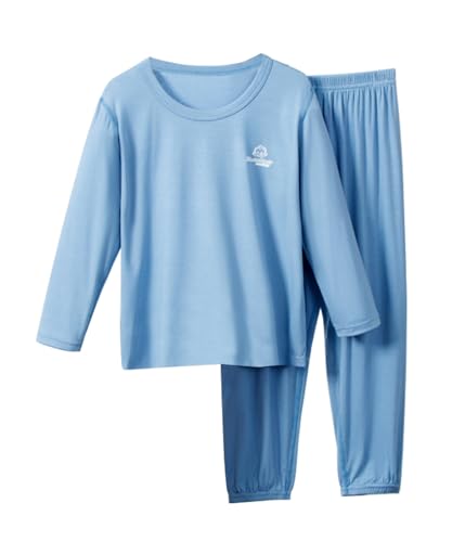 Umeyda Kids Boys Soft Modal Pajama Set Cozy Long Sleeve Sleepwear Nightwear 2 Pcs Pj Set, 4-14 Years