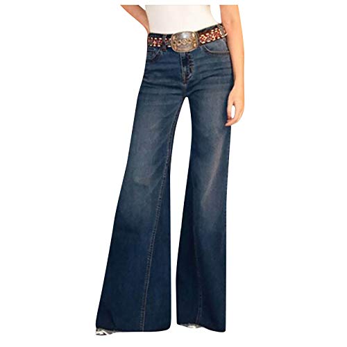 Ghemdilmn Damen Retro Gewaschene Jeans Hohe Taille Schlaghose mit Weites...