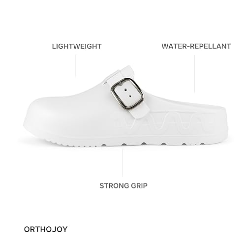 Image of ORTHO JOY Orthopedic Arch Support Clogs for Women - Comfort Slip-On Toe Post Slides with Adjustable Strap & Cushion Sole