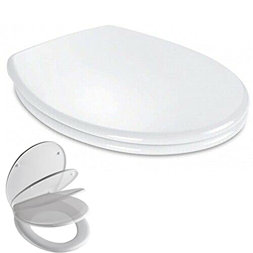 Abattant de WC Premium en forme de O - Couvercle antibactérien avec système d'abaissement automatique Softclose - Couvercle en Duroplast - Lunette de WC - Blanc Cover