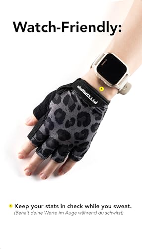Fitgriff® Trainingshandschuhe für Damen und Herren - Fitness Handschuhe für Krafttraining, Kraftsport, Training, Gym, Workout, Lifting Gloves (Leopard, 6)