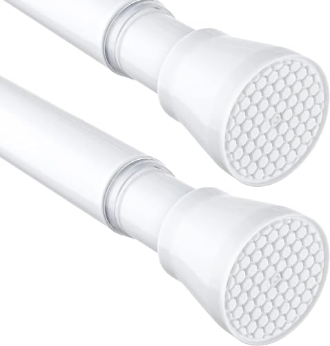 Image of 2 Pack Tension Curtain Rod 30 to 64 Inch White Curtain Rod Adjustable Expandable Spring Tension Curtain Rod No Drilling 7 /8 inch Spring Loaded Curtain Rods for Windows Bedroom Closet Doorway Door