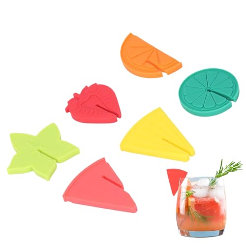 Charme de verre à vin - Marquage d'identification de verre, marqueurs de boisson en silicone en forme de fruit, ensemble de 6 | Décoration de verrerie à champagne réutilisable, accessoires de vin