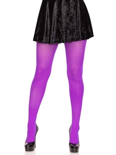 Image of Leg Avenue Opaque Colored Tights for Women, Purple, Queen Size