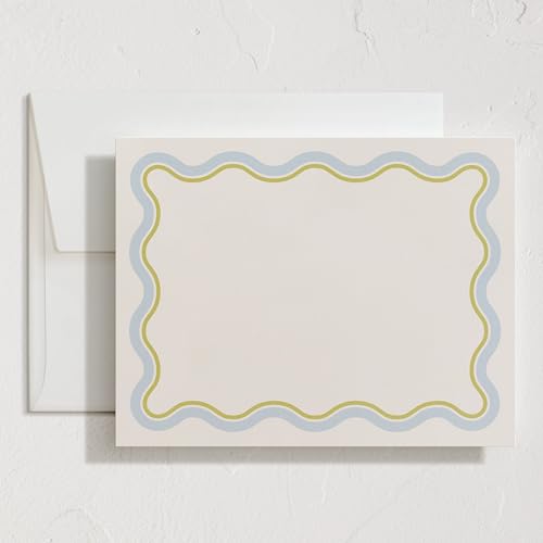 Image of Minted Squiggled Stationery Set, Set of 10, Flat Note Cards & Envelopes for Invitations and Handwritten Messages
