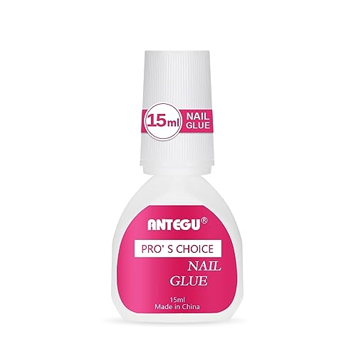 Fanjuanlan 1 Botellas de Pegamento Para Puntas, 15ml Super Fuerte Pegamento Uñas Postizas con Pincel, Pegamento Para Uñas Acrilicas para Tips Uña