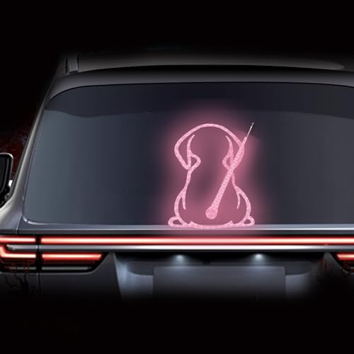 Image of Dog Decal Vinyl Sticker, Rear Wiper Decal Cute Dog Moving Tail Wiper Decals Reflective Stickers Windshield Wiper Stickers Window Wiper Decals Tags for Rear Vehicle Wipers (Pink)
