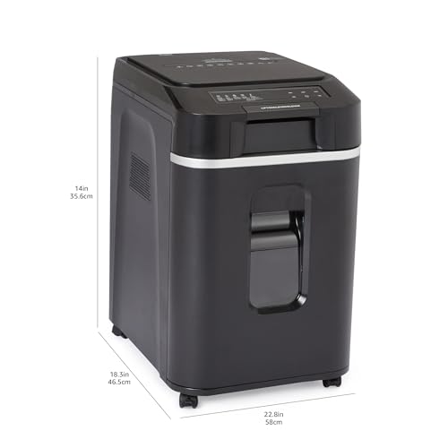Amazon Basics 200-Sheet Auto Feed Cross Cut Paper Shredder with Pullout Basket, Black