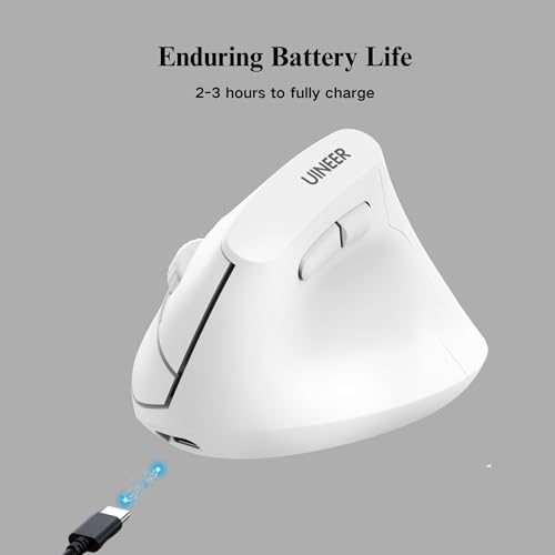 Image of Ergonomic Mouse,Wireless Mouse,Bluetooth Vertical Mouse with BT5.0 /4.0 /2.4G, Rechargeable with Battery Indicator,Ergonomic Design for Comfort and Reduced Wrist Strain for Home,Office Use(White)