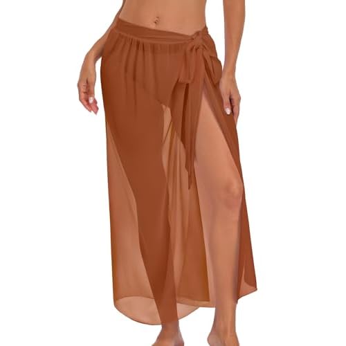 CHICGAL Sarong Wraps for Women Long Bathing Suit Cover Up Beach Tie Swimwear Summer Bikini Swimsuit Coverups 2026 Brown