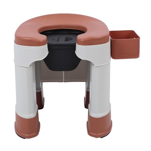 Bedside Commode, Foldable Commode Toilet Chair with Tissue Box for Bathroom for Seniors (Khaki)