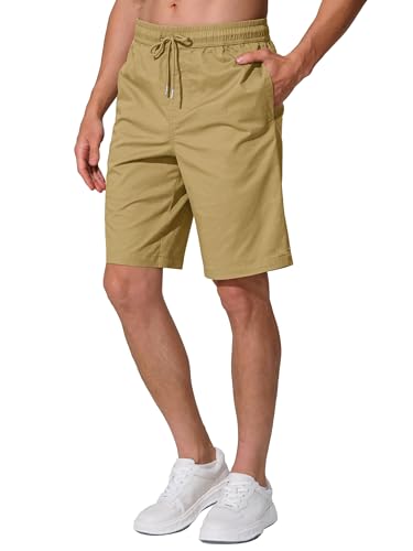 UIQUR Mens Shorts Casual Shorts Cotton Drawstring Summer Beach Stretch Twill Chino Golf Shorts Khaki 40