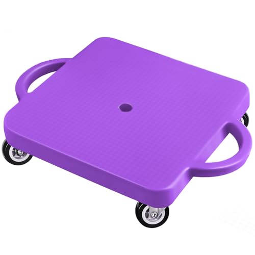 Kids Sitting Scooter Board with Handles Universal Wheels Swivel Casters Plastic Floor Surfer Sports Scooters with Rollers Autism Kids Sensory Scooter Board for Gym Class Physical Education Home Use