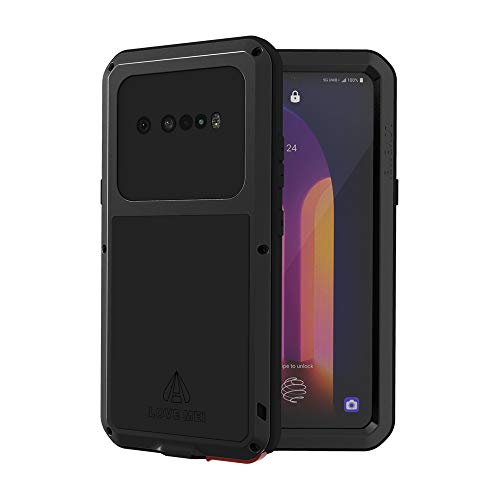 LOVE MEI Military Rugged Case for Samsung LG V60 ThinQ, with Tempered Glass Screen Protector, Shockproof Dustproof Scratch Proof Hybrid Metal and Silicone Gel Heavy Duty Full Body Cover Black