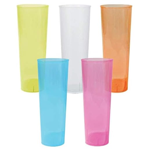 TELEVASO - 1000 Unidades - Vaso Tubo 330 ml Reutilizable Ligero - Polipropileno (PP) - Colores Surtidos - Vaso ecológico Libre de BPA, Ideal para Cerveza, cubatas, Agua