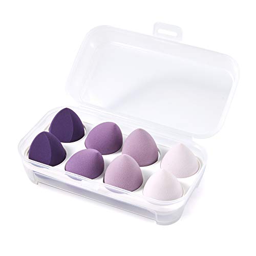 Dry and wet use Blender Puffs(8pcs)-Purples Serious Blending Sponges 3D Beauty Egg For Makeup