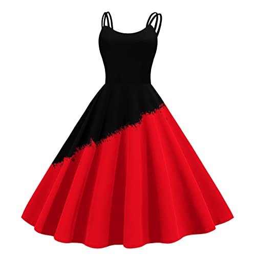Rockabilly Kleider Damen Sommer Retro-Kleidung Swing Cocktailkleid Festlich Abendkleid Hohe Taille 50er Jahre Elegant Petticoat Kleid Ballkleid...