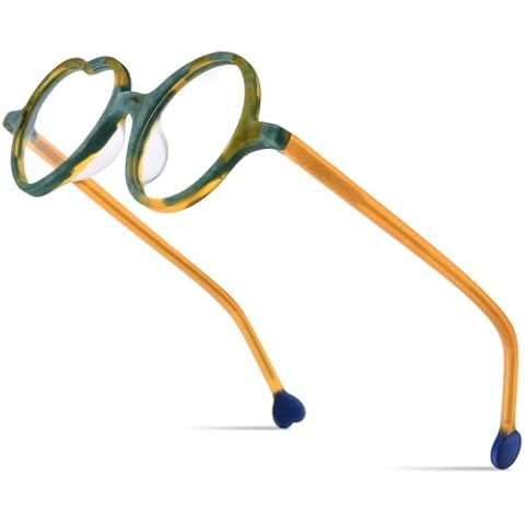 HEPIDEM Multicolor Acetate Glasses Frame Men Women Round Eyeglasses Optical Spectacles 9377 (9377 Matte Green) Cover