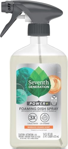 Seventh Generation Foaming Dish Spray, Mandarin Orange Scent, 16 oz Bottle
