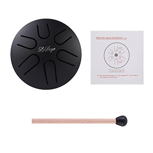 Lesage Mini Steel Tongue Drum 3 Inch 6 Notes Percussion Panda Drum Drum For Adults Beginner Kids Yoga Meditation Small Handpan Thetaspot Drum Child Black #TOP3