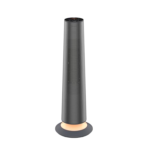 Fakir premium HT 1200 Heizlüfter, 2500 Watt Turmheizlüfter, Energiesparend mit 24h Timerfunktion, Ambiente Licht und 80° Oszillation, ECO-Modus, LED Touch Display, Fernbedienung, anthrazit