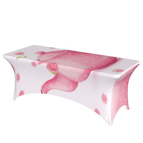 Nappe infroissable rose pour table rectangulaire 1,8 m lavable et facile à installer - 2