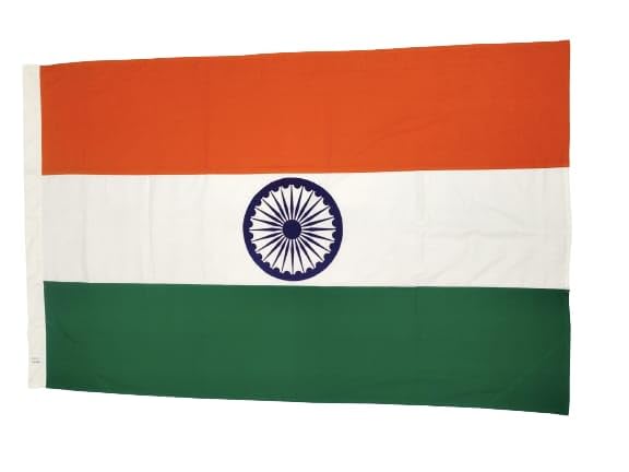 Image of PRIYAKANT SAFAWALA Tricolour Flag (Outdoor /Indoor) Flag in 100% Pure Khadi Fabric [Size,12x18 Inches]