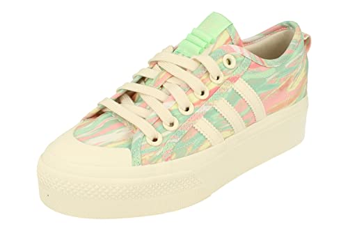 adidas Originals Nizza Platform Damen Trainers Sneakers (UK 4.5 US 6 EU 37 1/3, White White Green GW0166)
