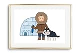 Din A4 Kunstdruck ohne Rahmen - Inuit - Eskimo mit 