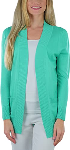 Image of ToBeInStyle Women's Long Sleeve Rib Banded Open Sweater Cardigan