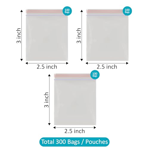 Image of Shalimar Ziplock Pouch | Ziplock /Zipper Bag | 2.5x3 Inches | 300 Pcs (Pack of 3 Packets x 100 Pcs) | Multi-Purpose Storage Bag | Reusable & Reclosable With Zipper | Color - Natural