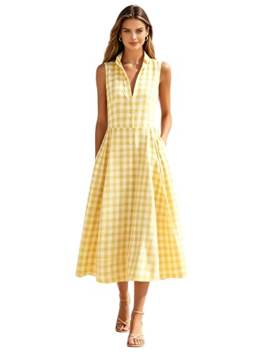 Vestido midi playa vacaciones ideal para un brunch a cuadros y picnic