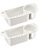 KEMIMOTO Boat Seat Cup Holder for Marine B100 B200, ABS Plastic Boat Caddy Organizer with Drainage & Reserved Installation Holes, Boating Cabin Storage Fishing Accessories Caddy, White