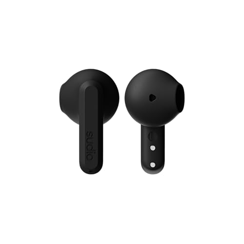 Sudio A3 All-Day Wireless Earbuds – 25H Playtime, Bluetooth Earphones 5.4, Sweat & Splashproof, Balanced Sound, Clear Calls with Enhanced Mics, USB-C Charging, Made from Recycled Plastics (Black)