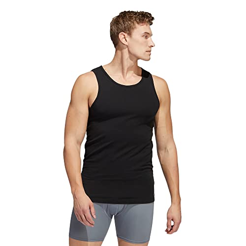 adidas Men's Tank Tops (2-Pack) – Stretch Cotton Undershirt, Soft Breathable Fitted Base Layer