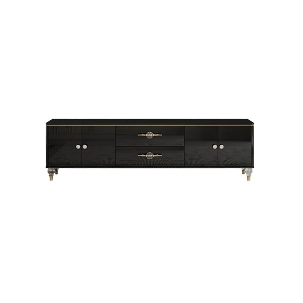 Mobile TV 200cm Console Legno Massello Vintage, Hub Intrattenimento Nero Rustico, Mobile Deposito per Alberghi & Agriturismi Console multimediale