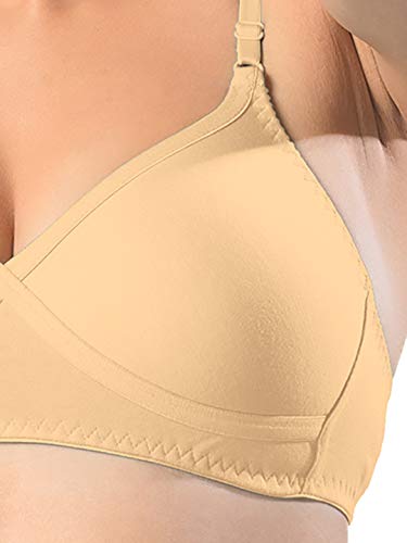 Image of SONARI Womens Non Padded Regular Cotton Bra | Wire-Free, Medium Coverage, Sewn-in Bump for Natural Lift, Polycotton Blend Fabric, Hook & Eye Closure, Adjustable Straps - Violet