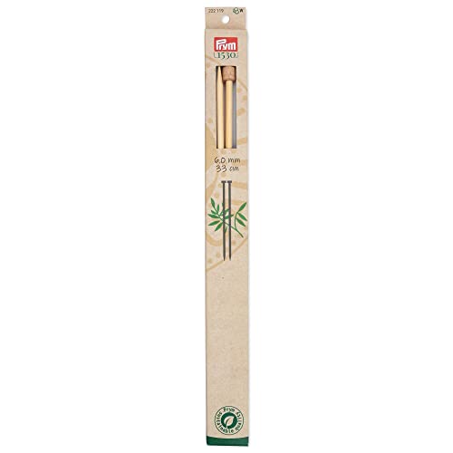 Single-Pointed Knitting Pins Bamboo 33 cm 6.00 mm, Natural