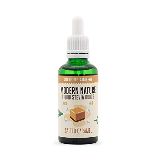 Modern Nature Gouttes de Stévia Liquide - Caramel Salé 50 ml | Édulcorant Naturel, Sans sucre, Sans calories, Céto | Substitut de sucre, Arôme de Sirop de Café | Diabétique (Environ 125 portion) Cover