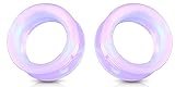 Lavender Opalite hollow Glass Ear Plug gauges soscene (6mm-2 gauge)
