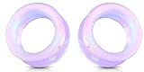 Lavender Opalite hollow Glass Ear Plug gauges soscene (12mm-1/2 inch)