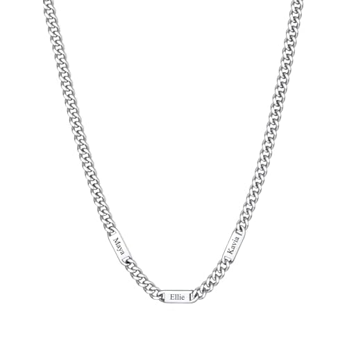 ChainsHouse Custom Name Necklace, Personalized Cuban Link Chain for Men Women, 1-6 Name Inscriptions, 18/20/22/24 Inch with 5cm Extender, 5mm/7mm Widt