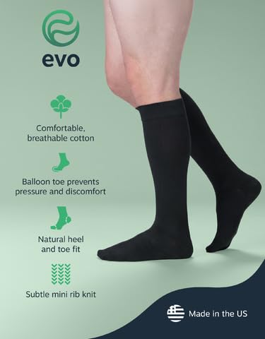 Image of EvoNation Men & Women Knee High 20-30 mmHg Graduated Compression Cotton Socks - Firm Pressure Compression Garment