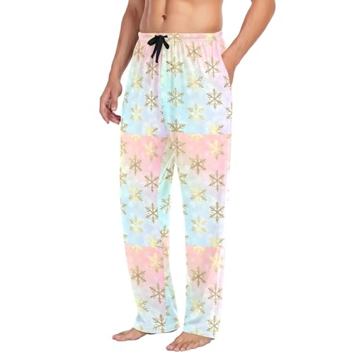 Snowflake Men's Pajamas Pants Cotton Sleep Bottoms Pants Lounge Sleepwear - S4