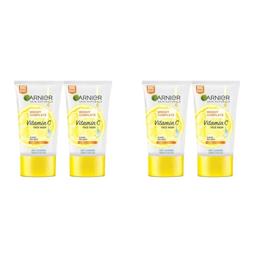 Image of Garnier Skin Naturals Bright Complete Vitamin C Facewash, For Brighter and Glowing Skin - Daily Cleanser Suitable For all Skin Types, 150g (Pack of 4)