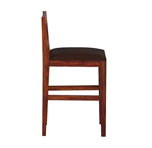 Image of OGESTA Solid Sheesham Wood Bar Chair for Kitchen Island & Breakfast Counter | High Back Wooden Bar Stool with Cushioned Seat | Rustic Walnut Finish | Home Bar & Dining Counter Chair (set of 2)