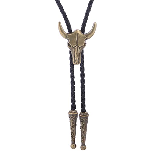 Image of HUABOLA CALYN Native American Bolo tie Rodeo Cowboy Leather Necktie Western Bolo ties for Men Women Necktie for Concert Fans